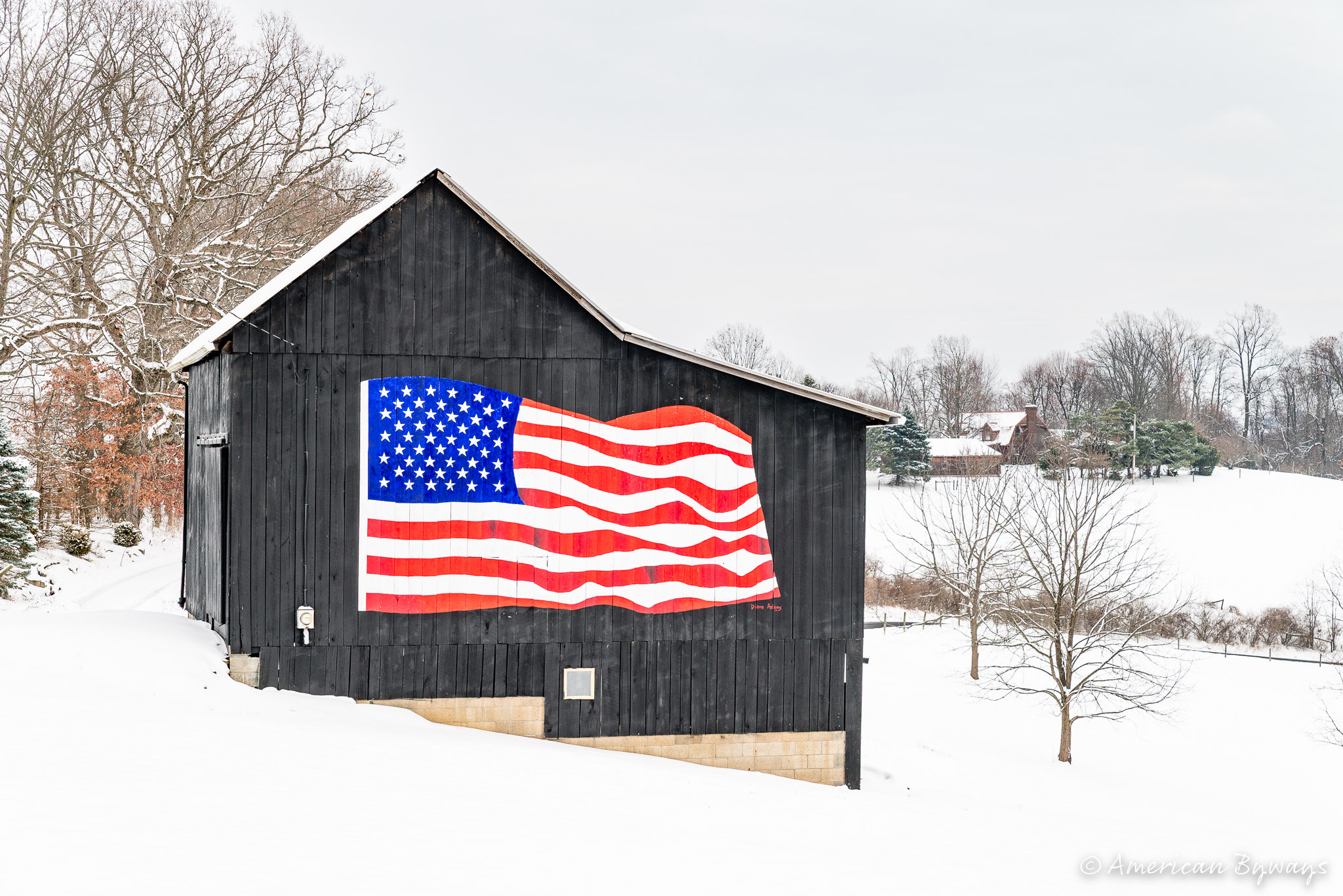 American Flag Barn Mural